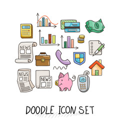 Set of Universal Doodle Icons. Bright Colors and Variety of Topics.