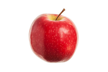 Single a red fresh apple. Isolated on white background. Close-up