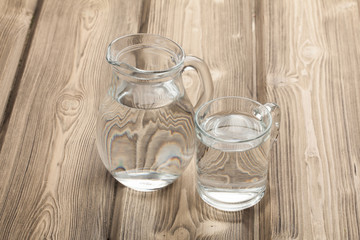 drinking water on wooden table