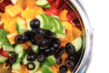 olive tomato cucumber pepper salad