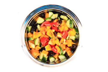 olive tomato cucumber pepper salad
