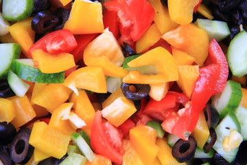 olive tomato cucumber pepper salad
