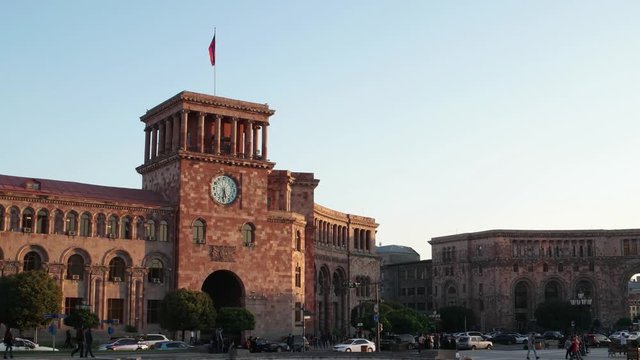 Yerevan, Armenia - Nov 3, 2015: Buildings on a main square of Yerevan, Armenia