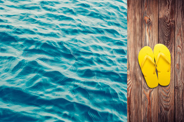 Yellow flip flops and sunglasses