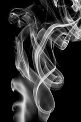 Smoke abstract, isolated on black background.