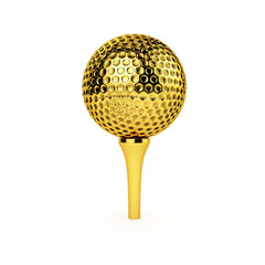 Golden Golf Ball and Tee