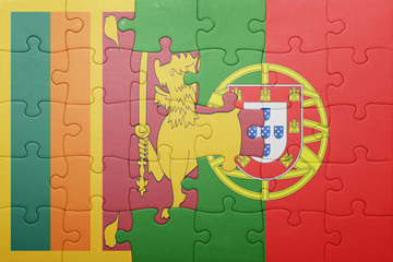 puzzle with the national flag of portugal and sri lanka