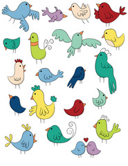 Set of Cute Doodle Birds