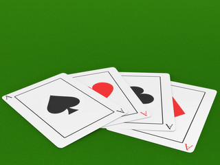 Four Aces on a Felt Gaming Table