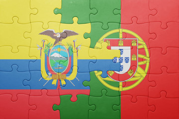 puzzle with the national flag of portugal and ecuador