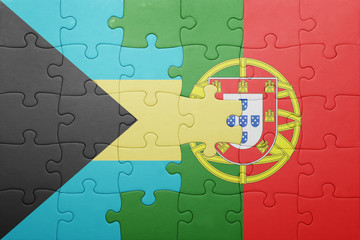 puzzle with the national flag of portugal and bahamas