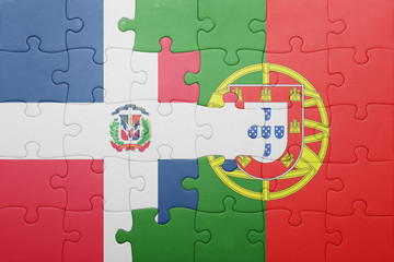 puzzle with the national flag of portugal and dominican republic