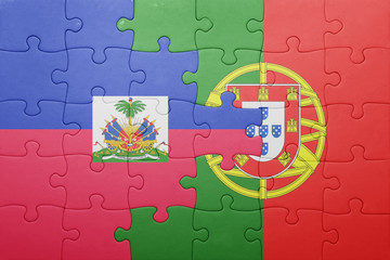 puzzle with the national flag of portugal and haiti