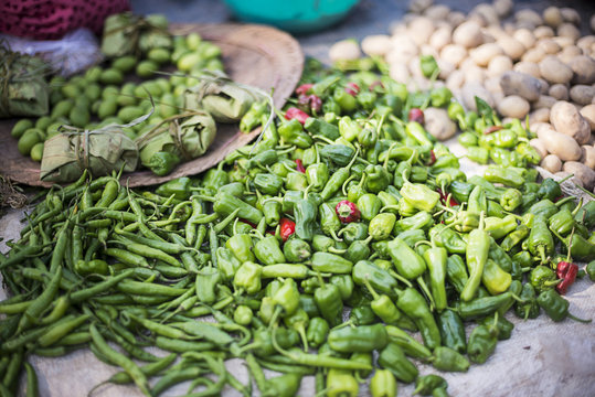Green chillies at Ywama Village Market, Inle Lake, Shan State