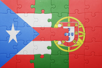 puzzle with the national flag of portugal and puerto rico