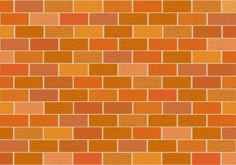 Masonry of red bricks different shades. Vector.  Horizontal.