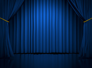 Blue curtains - obrazy, fototapety, plakaty