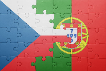 puzzle with the national flag of portugal and czech republic
