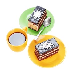 Cup of tea and chocolate cakes