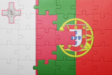 puzzle with the national flag of portugal and malta