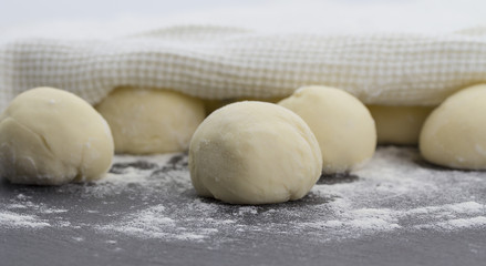 Fototapeta na wymiar Asian cuisine. Rice dough ( balls ). Bread.