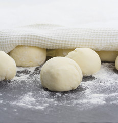 Asian cuisine. Rice dough ( balls ). Bread.