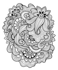 Fototapeta premium Zen-doodle or Zen-tangle floral pattern. Mehndi style