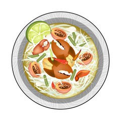 Plate of Green Papaya Salad with Shrimps