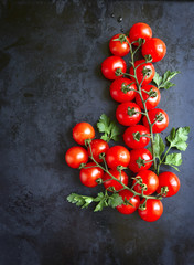 Two branchs of cherry tomatoes.