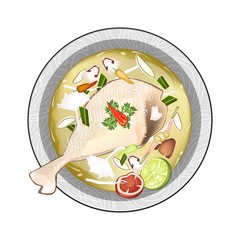 Chicken Tom Yum or Thai Sour Soup with Chicken