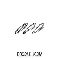 Set of Doodle Writing Utensils. Writing office icons.