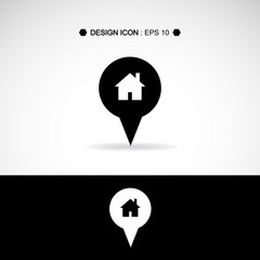 Map pointer with home image set 3 great for any use. Vector EPS10.