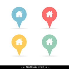 Map pointer with home image set 1 great for any use. Vector EPS10.
