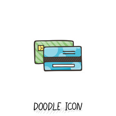Fototapeta premium Credit Card Doodle Icon.
