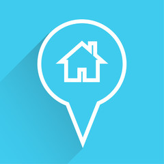 Map pointer with blue house icon Vector EPS10.