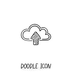 Doodle cloud icon. Online store, upload and download.