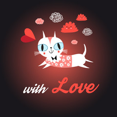 Love cat with heart