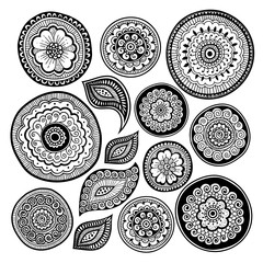 Zen-tangle elements for your creation. Mehndi style.