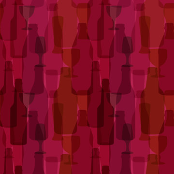 Seamless background with bottles and glasses
