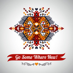 Vector colorful decorative element on native ethnic style