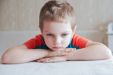 Portrait of emotional little boy