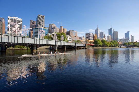 Yarra River and city skyline, Melbourne, Victoria
