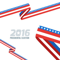 Abstract vector background with ribbon in colors of national united states flag. Concept for USA Presidential election 2016. Vote and election banner design template with copy space.