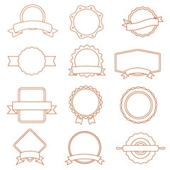 Premium quality outline labels collection over white background