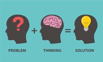 Problem solution concept showing problems solving using brain by thinking and creativity.