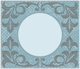 Retro circle frame with grunge ornament