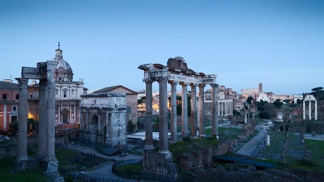 Timelapse - Sunset at the Forum Romanum, Rome, Italy