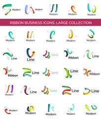Vector line ribbon logo set