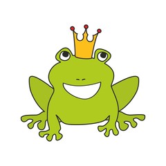 Prince or princess frog with crown vector isolated on white background