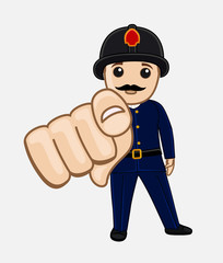 Cartoon Firefighter Pointing Finger